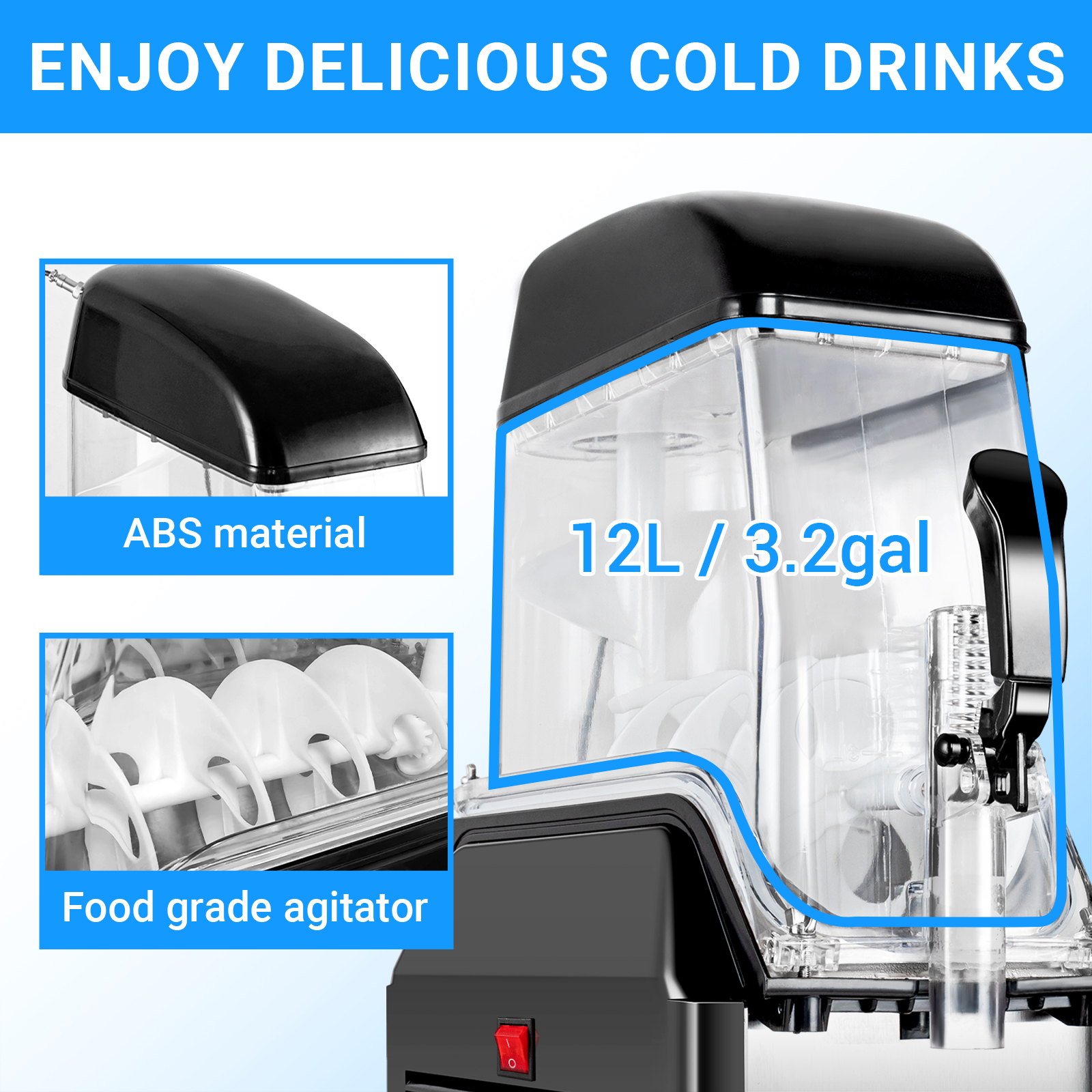 LEEVOT 3.2-Gallon Single-Tank Commercial Slushy Machine - Frozen Beverage Dispenser