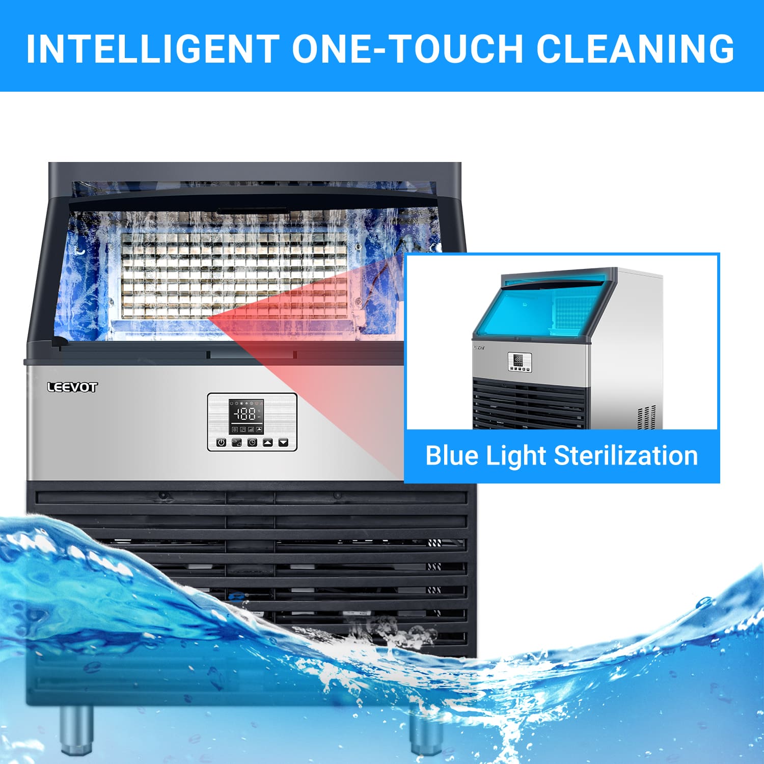 Leevot CIM-1400F Undercounter Ice Maker - Commercial Grade, Air Cooled, Perfect for Bars, Offices, and Coffee Shops