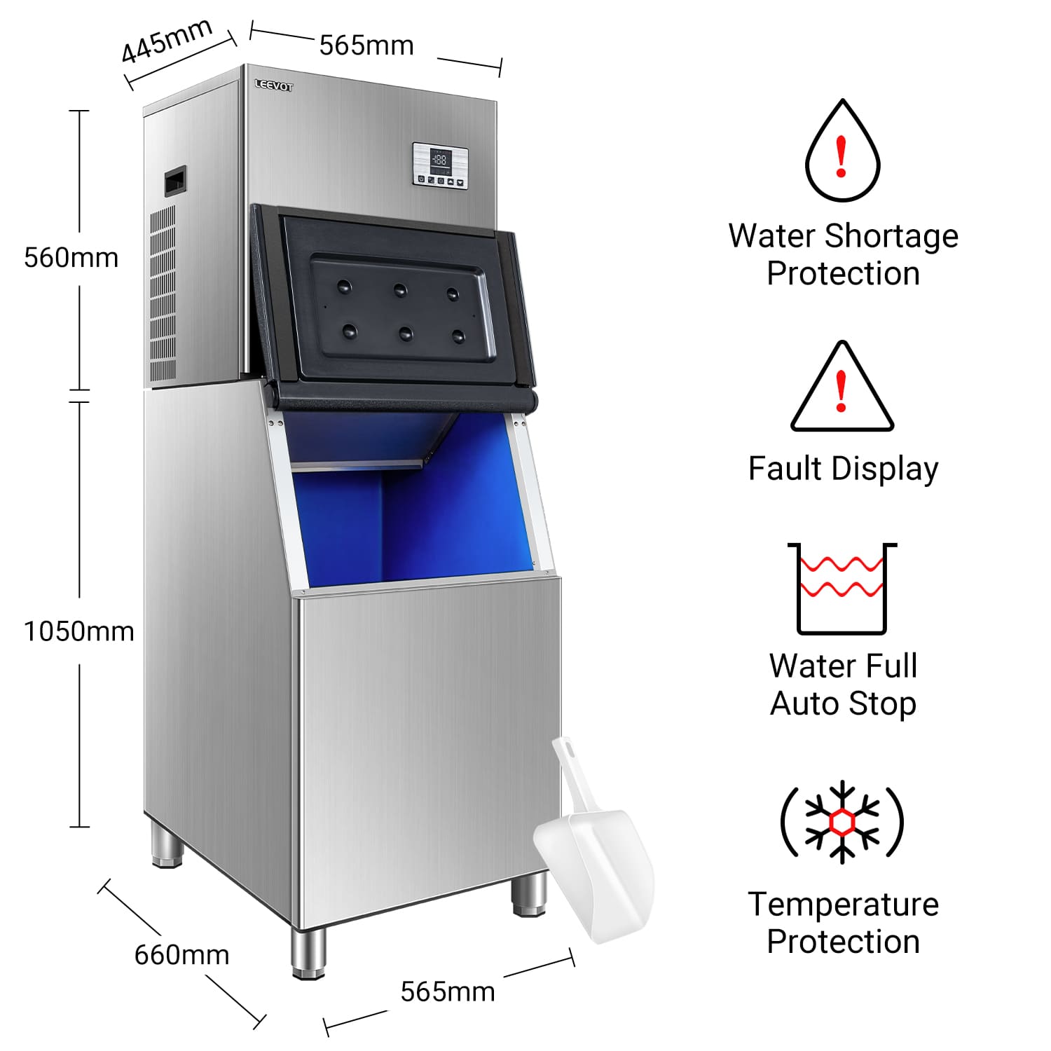 Leevot CIM-2100F Modular Ice Maker Machine - Commercial Grade, Air Cooled, Ideal for Bars, Offices, and Coffee Shops