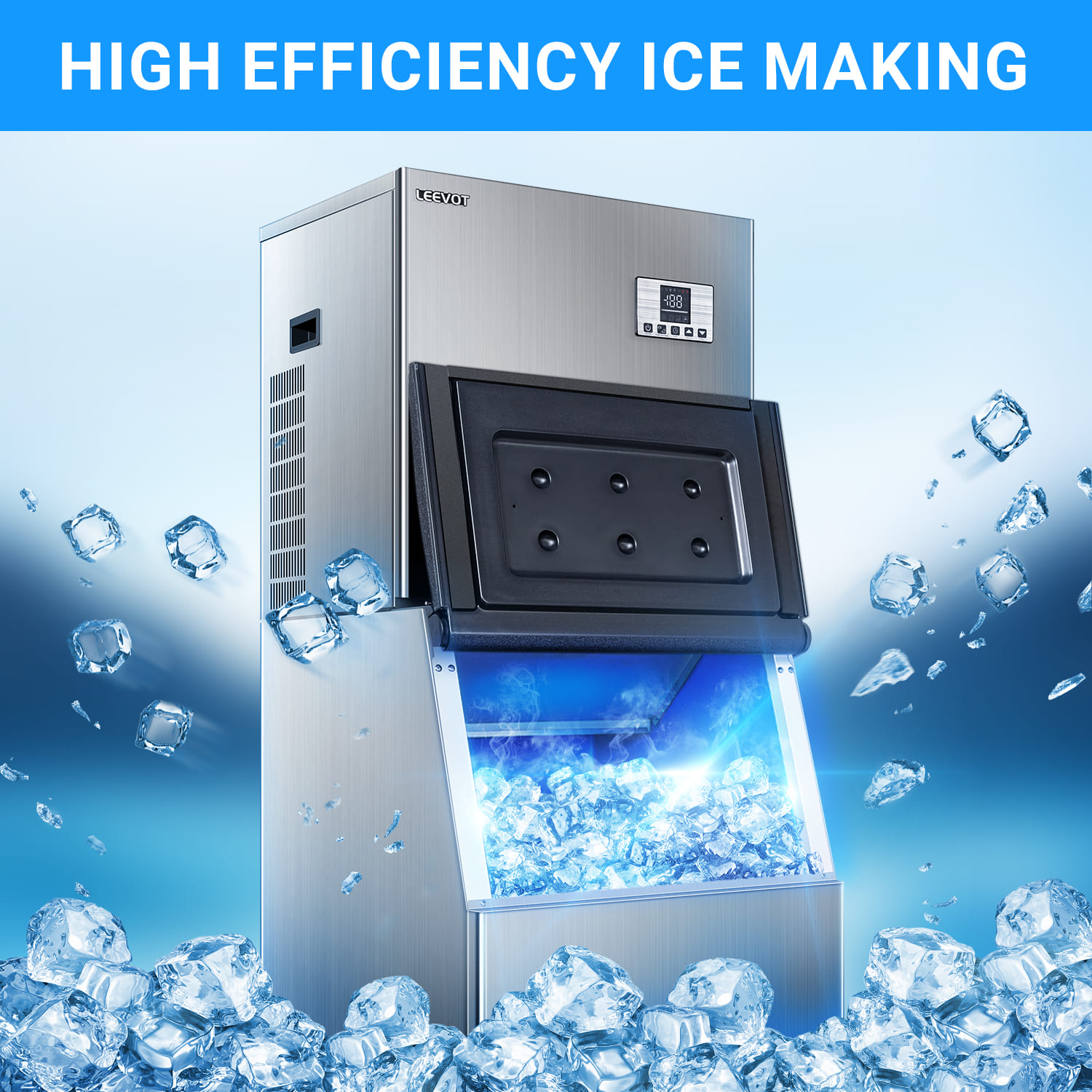 Leevot CIM-2100F Modular Ice Maker Machine - Commercial Grade, Air Cooled, Ideal for Bars, Offices, and Coffee Shops