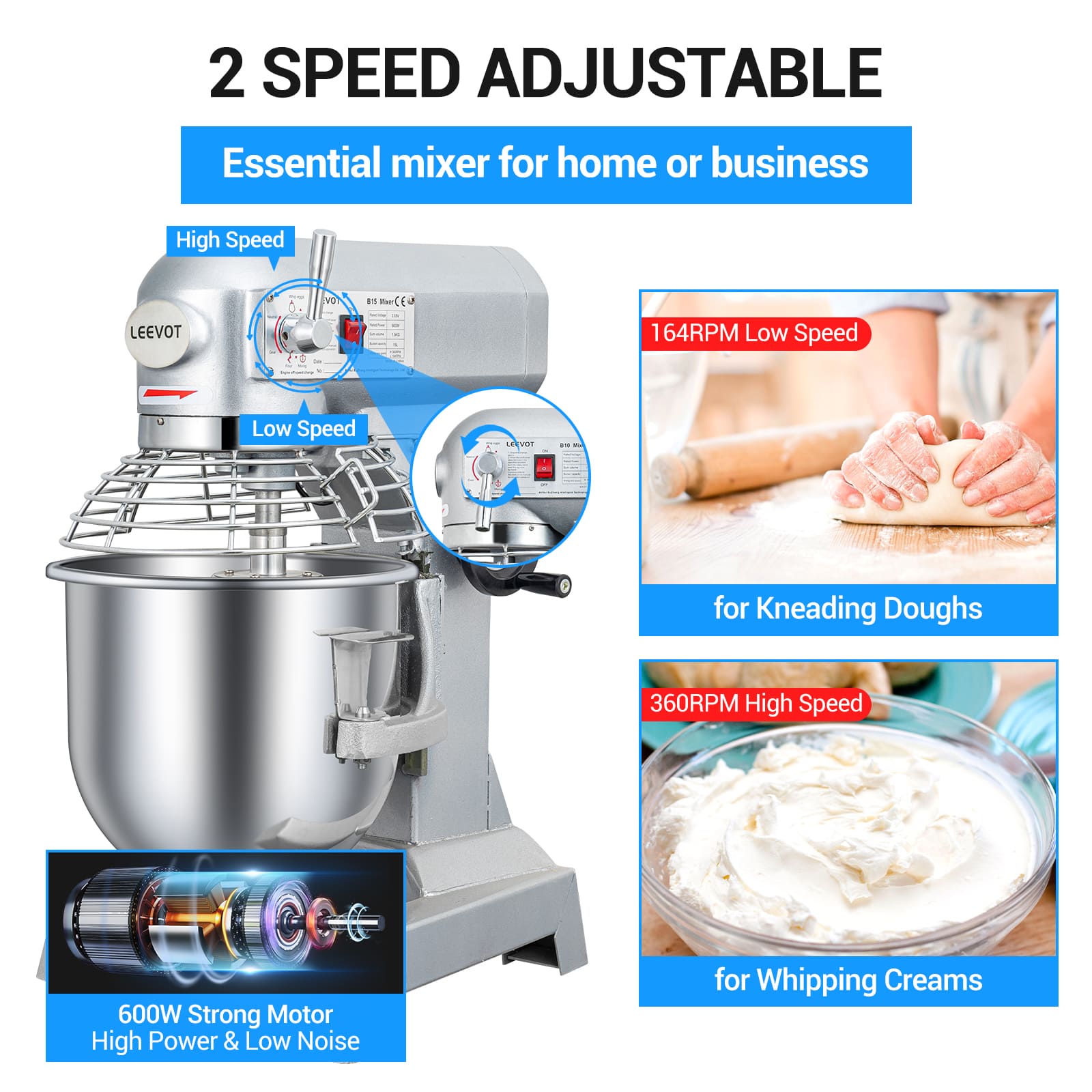 Leevot durable 15L Stand Mixer - Reliable Performance for Bakery and Pizzeria Needs