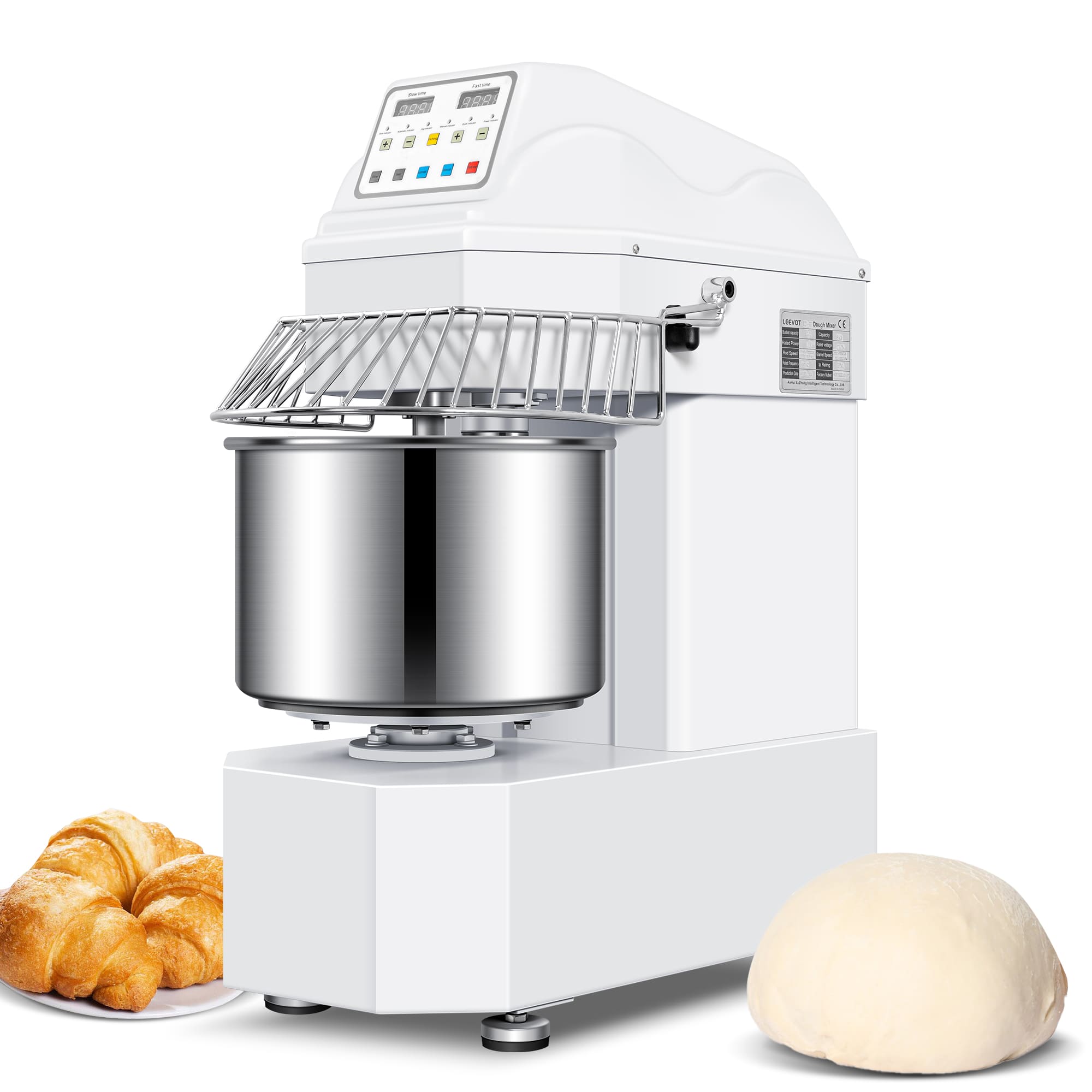 Commercial 20L Spiral Dough Mixer with 2-Speed Motor and Auto-Stop Safety Feature – Ideal for Pizza, Bread, and Cookie Dough