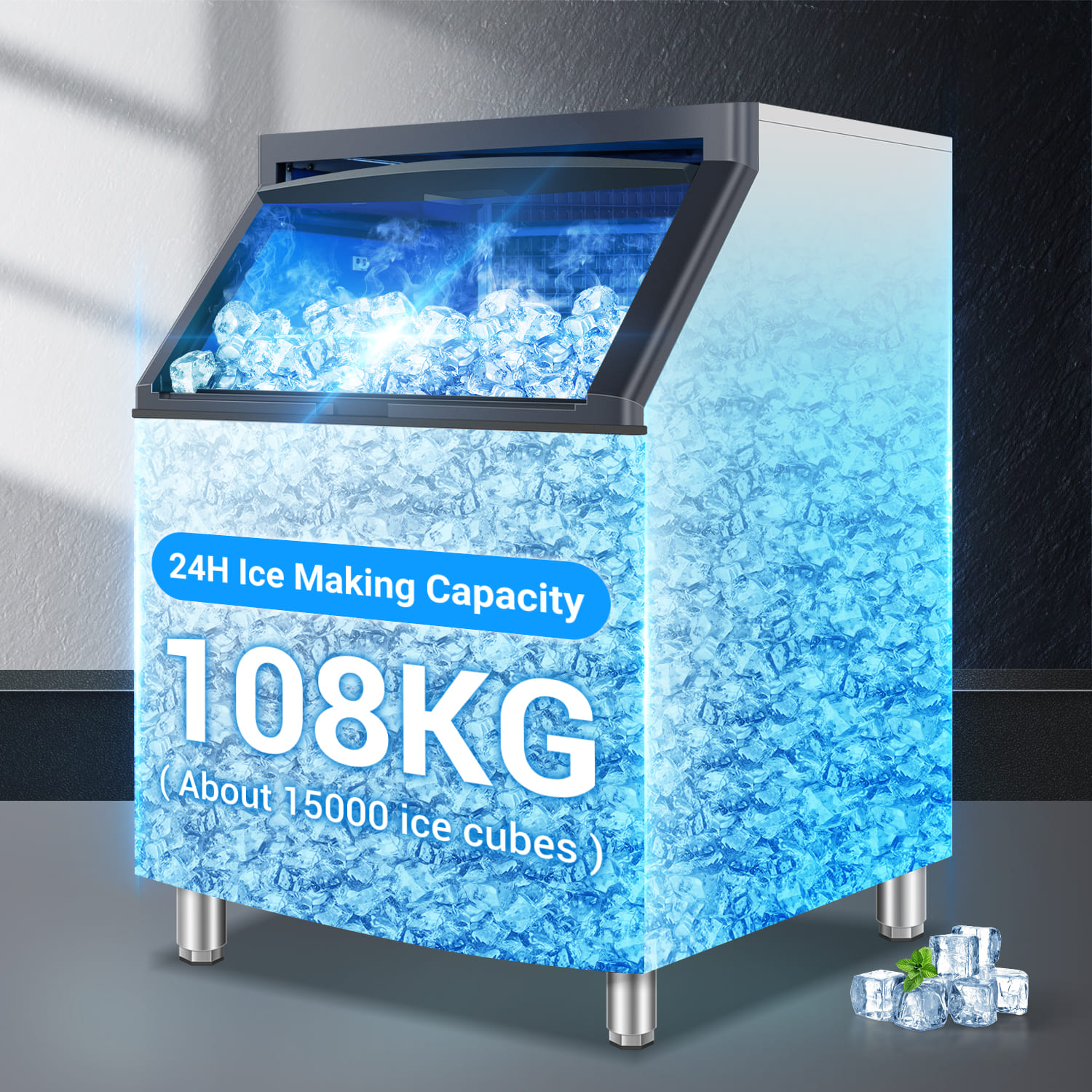 Leevot CIM-1400F Undercounter Ice Maker - Commercial Grade, Air Cooled, Perfect for Bars, Offices, and Coffee Shops