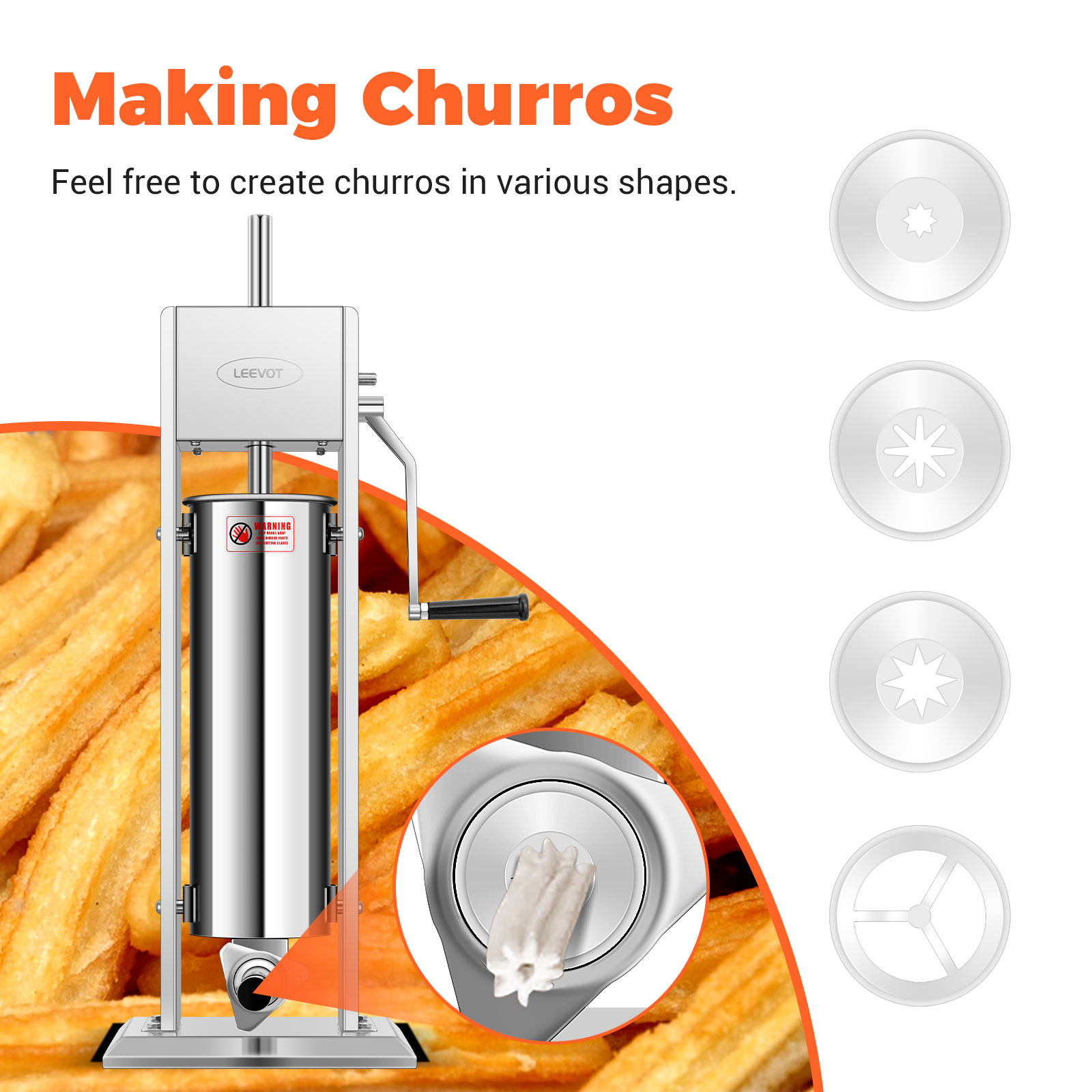 Leevot 7 Liters Vertical Manual Sausage Stuffer - Stainless Steel, 2 Speeds, 4 Filling Tubes