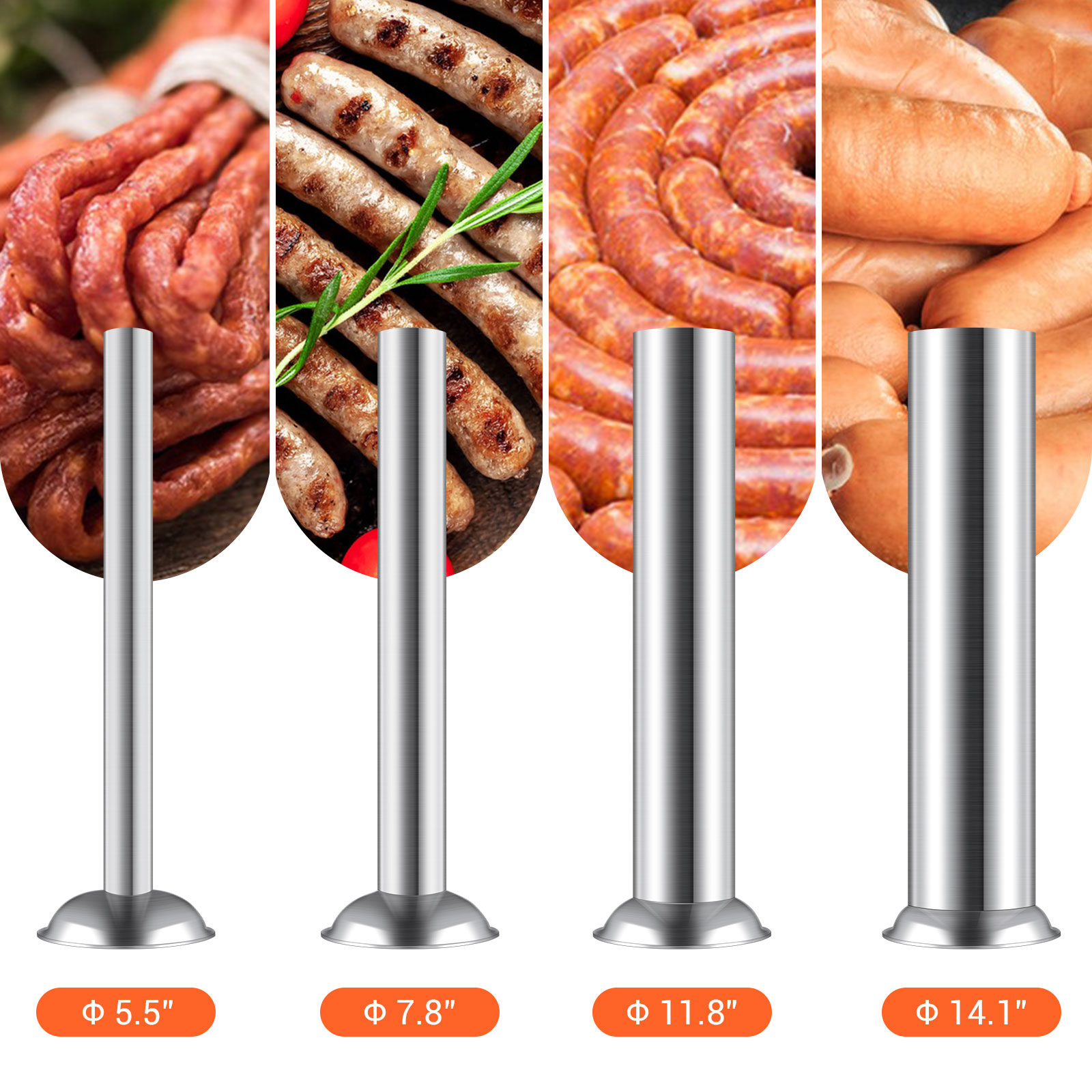 Leevot 7 Liters Vertical Manual Sausage Stuffer - Stainless Steel, 2 Speeds, 4 Filling Tubes