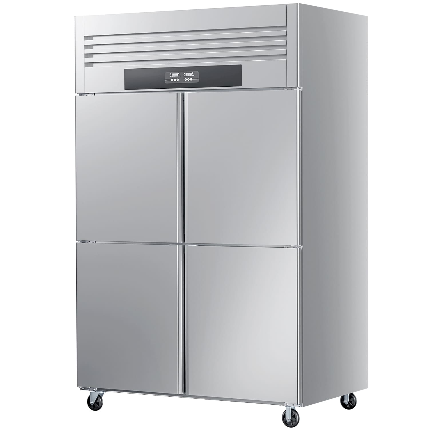 900L Commercial Solid Door Reach-In Freezer, 300W Upright Chiller, 220V Stainless Steel Refrigeration Cabinet for Frozen Food Storage.